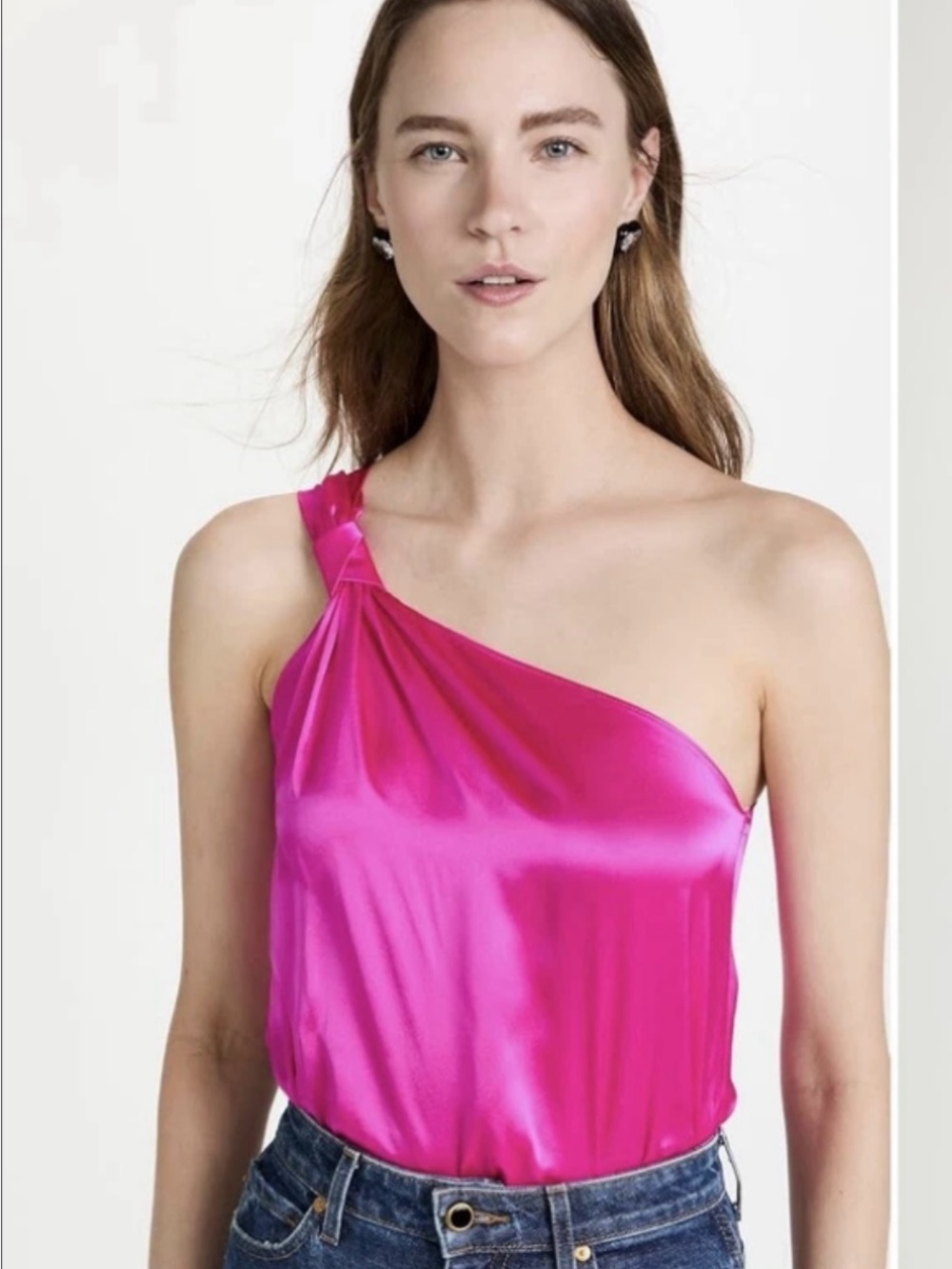 Amanda Uprichard Fuchsia One-Shoulder Top
